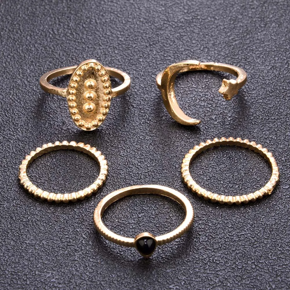 5 шт./компл. Boho женское кольцо полумесяц резные овальные укладки женский перстень