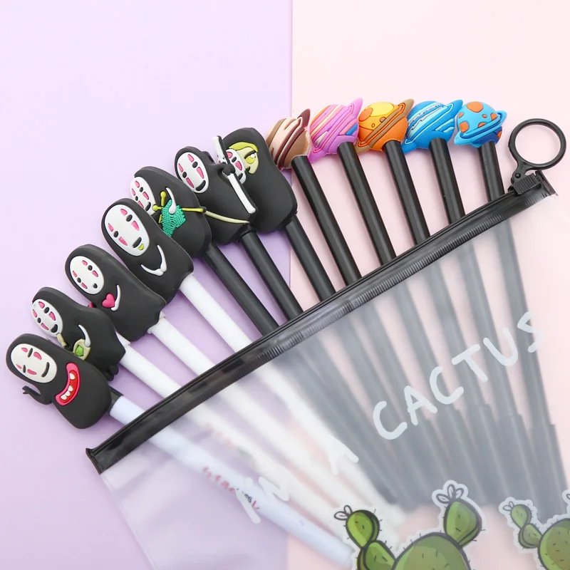 Mixing 12pcs Set Gel Pen Kawaii Cartoon Creative Alpaca Cute Cool School Ink Pens Office Stationary Supply with Pencil Bag