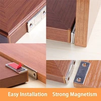 stealth magnetic door stopper punch free doorstop latch closed closer ultra thin double magnet wardrobe door catch hardware