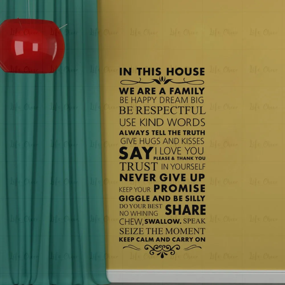 

In This House We Are a Family Removable Vinly Wall Stickers Quotes and Saying Art Wall Decor Decals for Living Room Home Decor