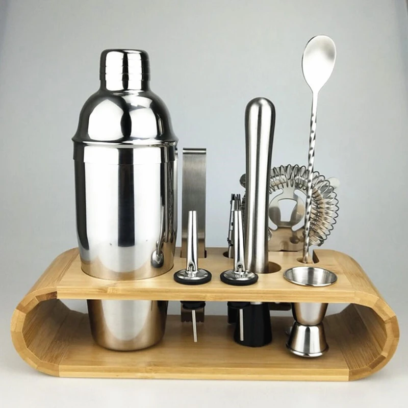 

10pcs Mojito Cocktail Bar Shaker Mixer Maker Stainless Steel Bar Sets Bartender Tools With Whiskey Stones