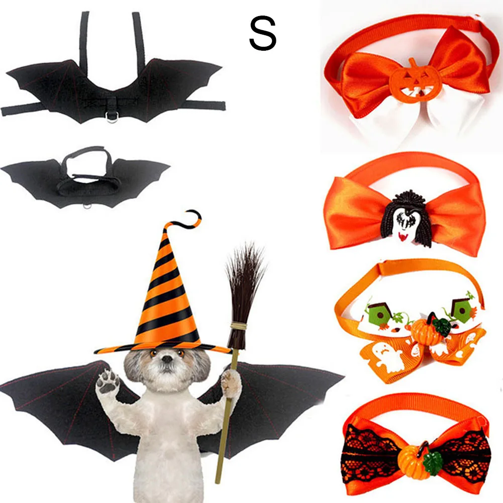 5 шт. костюм для щенка Хэллоуина черная летучая мышь тыква воротник ведьмы
