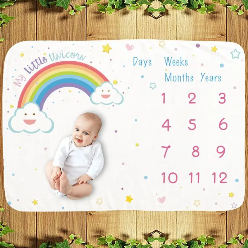 

Baby Monthly Record Growth Milestone Blanket Newborn Photography Props Children Photo Creative Rainbow Background Cloth 97BC