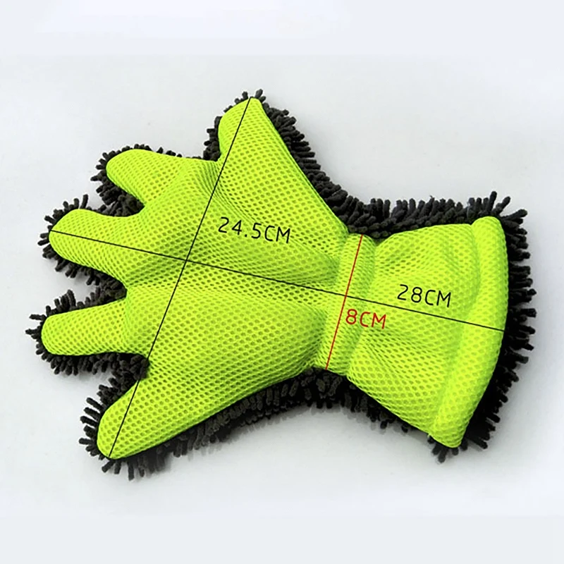 

Car Wash Gloves Cleaning Rag Microfiber Single-Sided Chenille Cleaning Gloves Mesh Cloth Lining Car Wash Tools