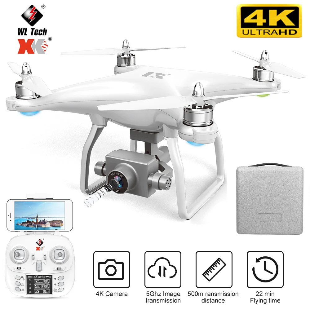 Дрон Wltoys X1S с GPS 4K камерой Wi Fi Квадрокоптер дистанционным управлением 2 осевой