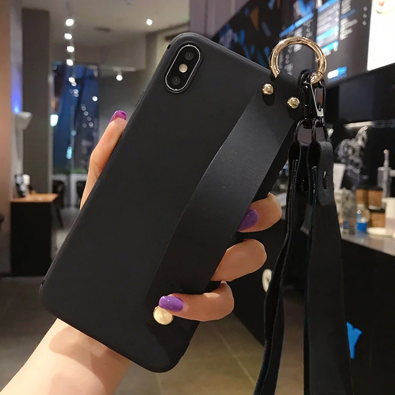 Красивый чехол для iphone 7 8 plus 6 6s X Xs max XR 11 pro SE из мягкого ТПУ с ремешком на запястье