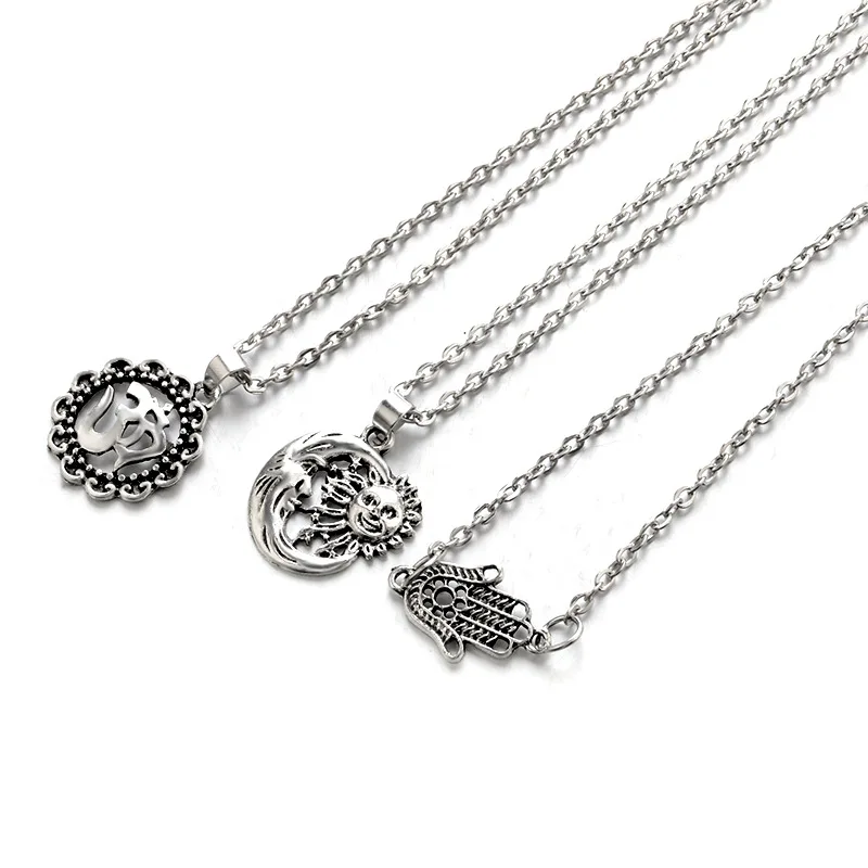 Женское многослойное ожерелье с подвеской в виде Луны круга карты|Ожерелья