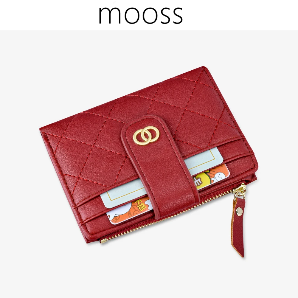 Женский кошелек Mooss из натуральной кожи на молнии с бриллиантами чистый цвет