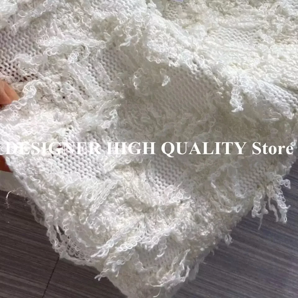 

(high quality) 2-piece small fragrance suit 2021 ice curl fringes Crochet Lace Top 10 bags hip skirt female