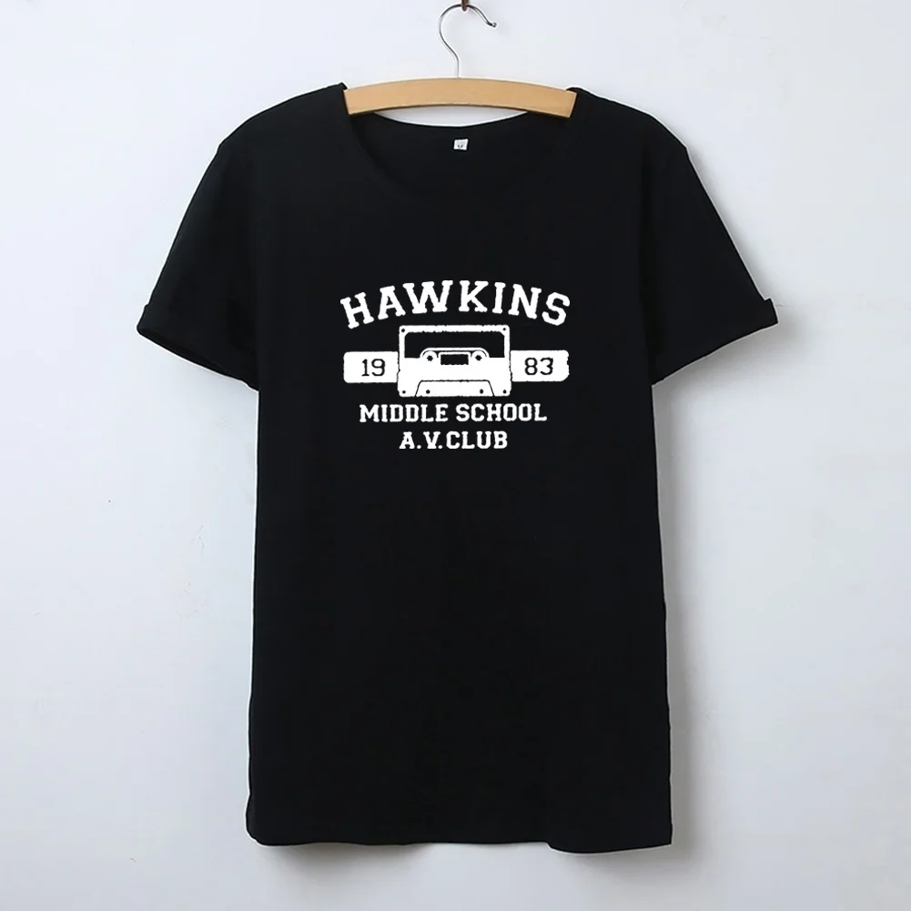 Футболка Hawkins женская с принтом для средней школы хлопковая Свободная рубашка