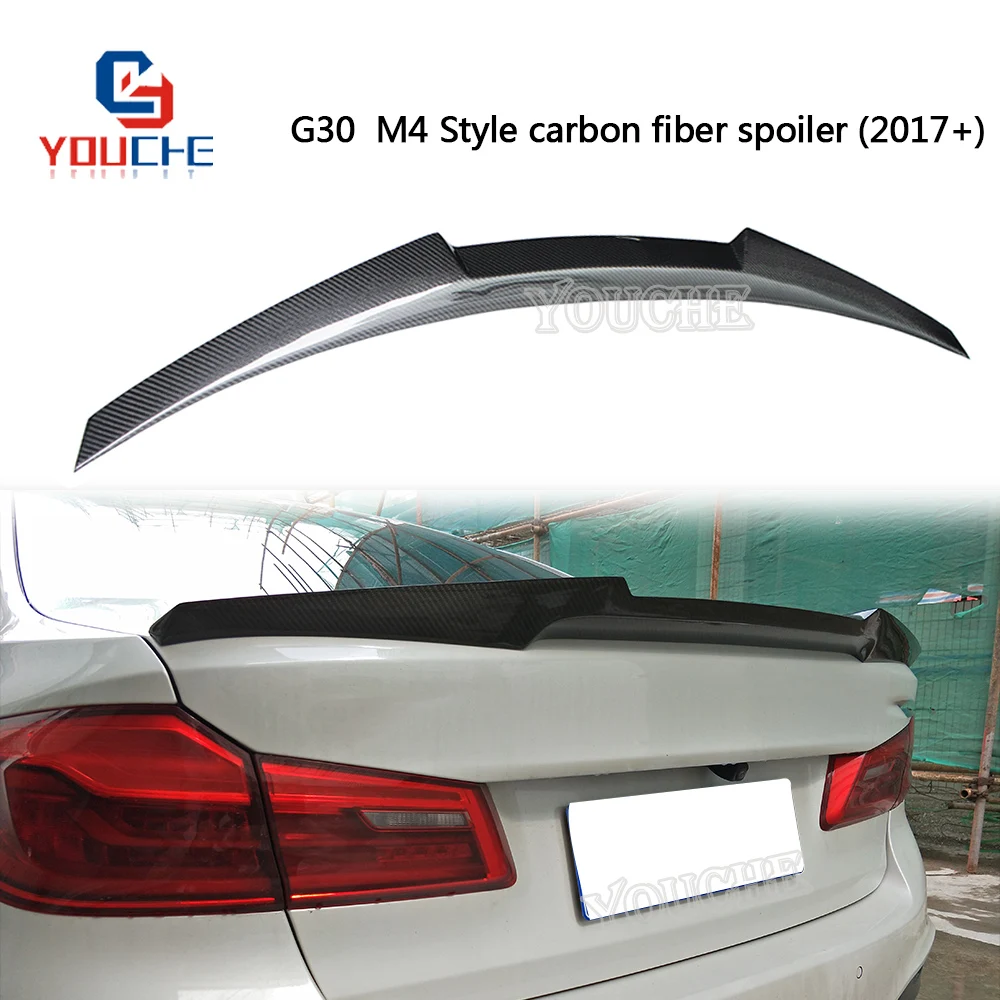 

Стильный Автомобильный задний спойлер M4 для BMW G30 5 серии, крышка багажника из углеродного волокна 2017 + 4-дверный седан 520i 530i 540i M550i