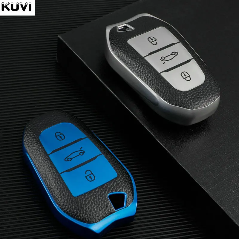 Кожаный ТПУ чехол для автомобильного ключа дистанционного управления Peugeot 208 308 408