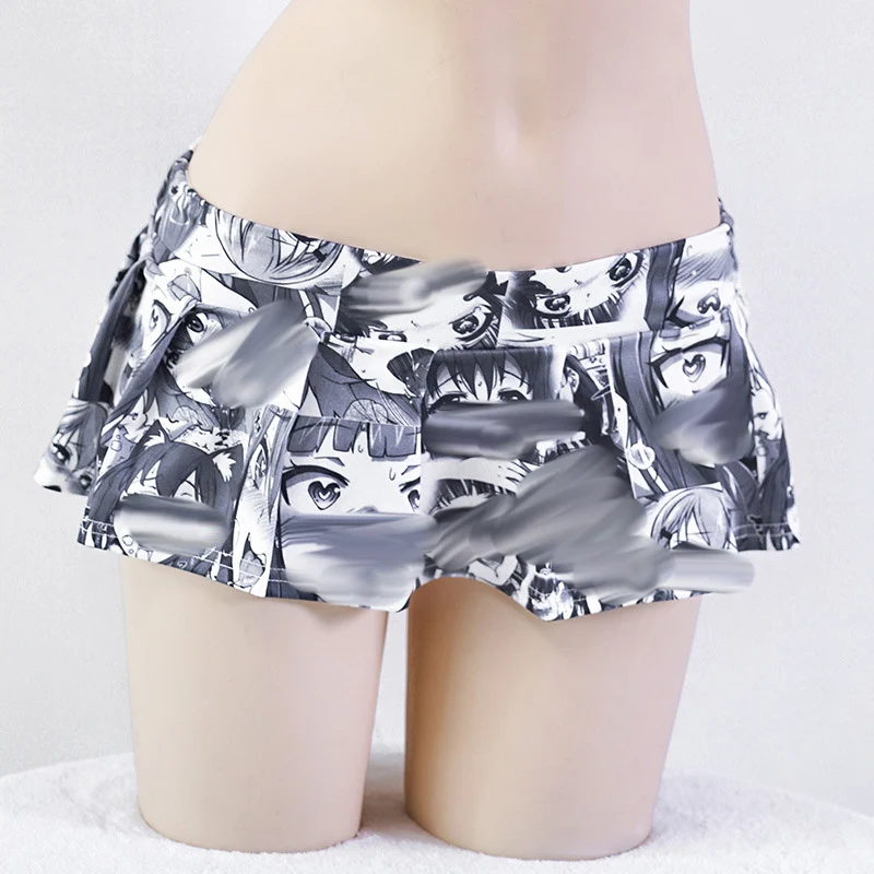 Сексуальное Милое серое японское аниме печатное женское супер мини юбка 19 см