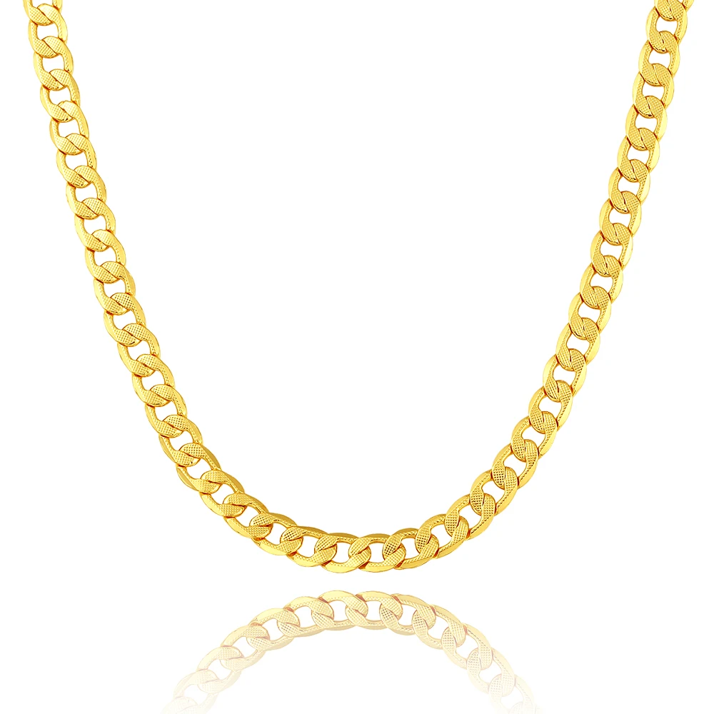

NAKELULU Brand Necklace Bracelet Men Hand Chain Gold Color Jewelry Trendy 7mm Vintage Cuban Link Necklace