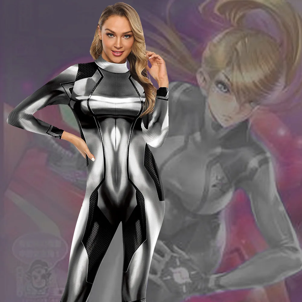 Модный Metroid Samus Aran Game костюм героя косплэй женский комбинезон из спандекса Zentai