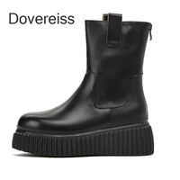 dovereiss winter women fashion new sexy matin boots back zipper genuine leather white ankle boots half boots ladies boots 40