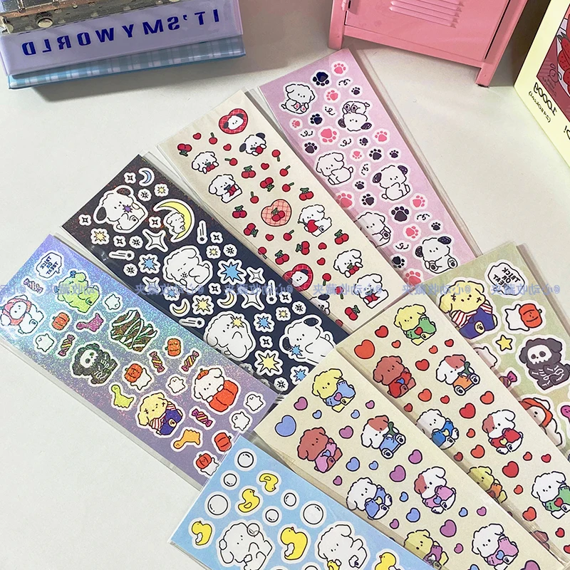 

Ins Cute Dog Laser Idol Card Decoration Sticker Diy Hand Account Photo Frame Planner Stickers Props Korean Stationary Supplies