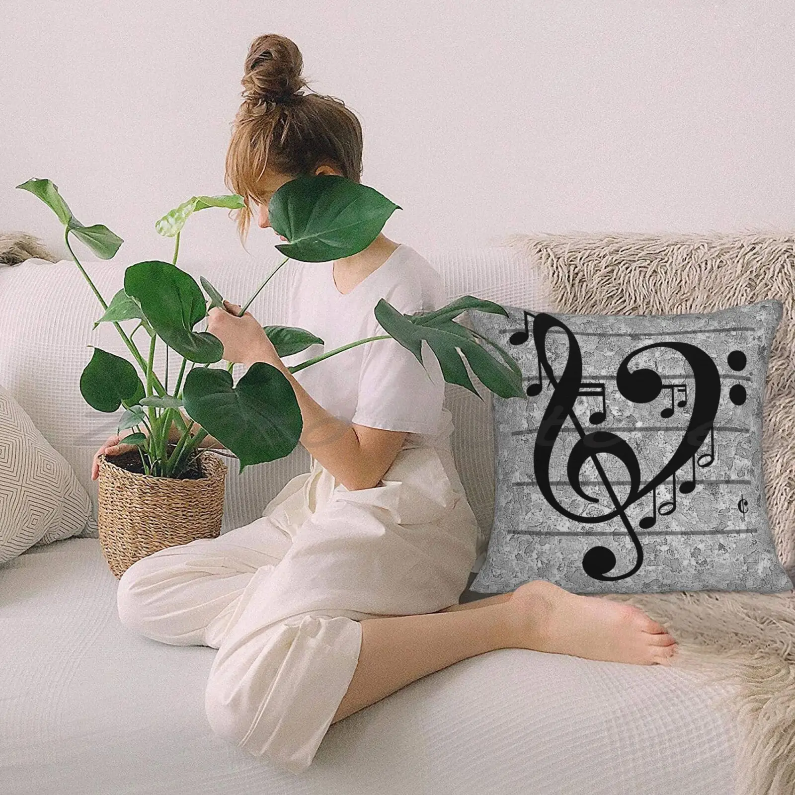 Чехол-наволочка из льняной плюшевой ткани с принтом Love Music и персонализированным
