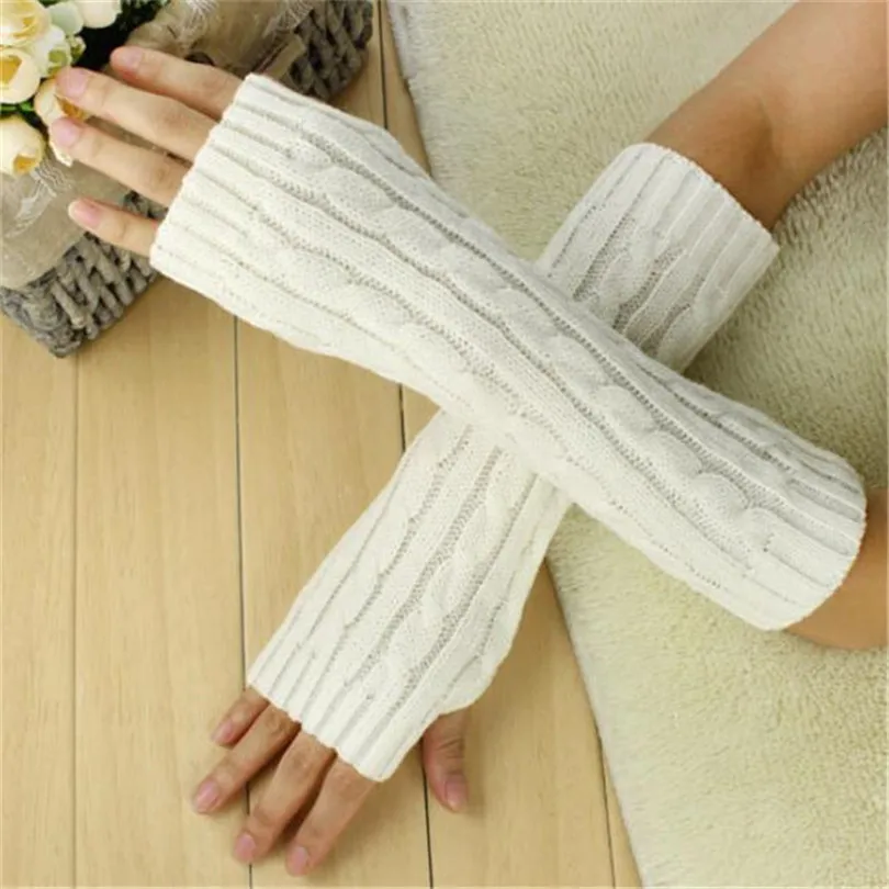 Женские шерстяные перчатки без пальцев LJCUIYAO весна осень зимние модные вязаные