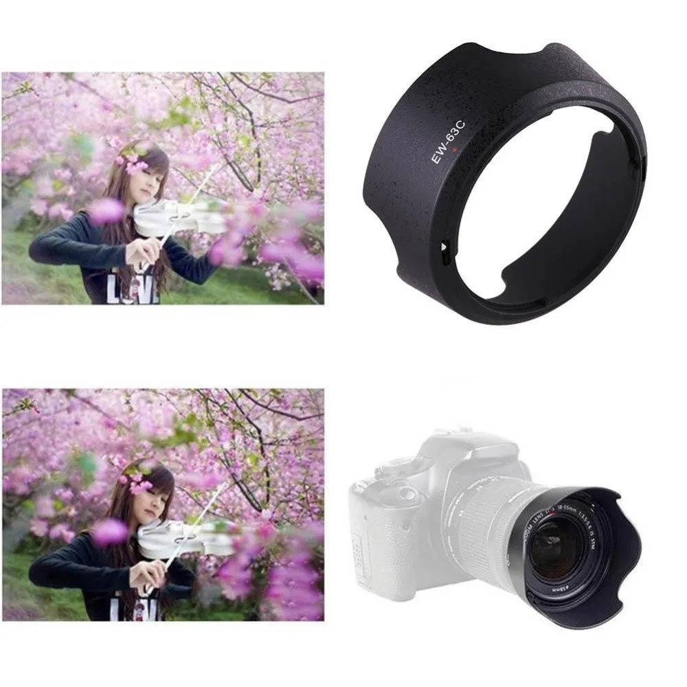 1 шт. Черный ABS бленда EW-63C EW63C для Canon EF-S 18-55 мм f/3,5-5,6 IS STM 58 мм кожух линзы для камеры протектор ew 63c