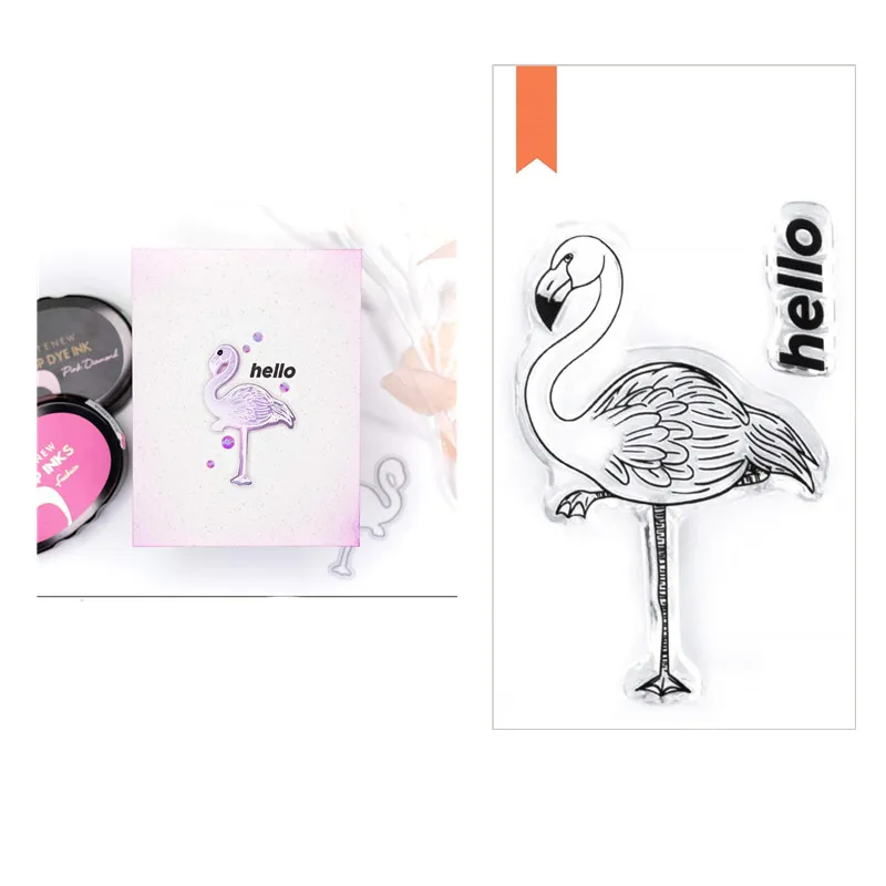 

Metal Cutting Dies And Flamingo Stamps For Scrapbooking Paper Craft Handmade Card Album Punch Art Cutter 2021 New Christmas Dies