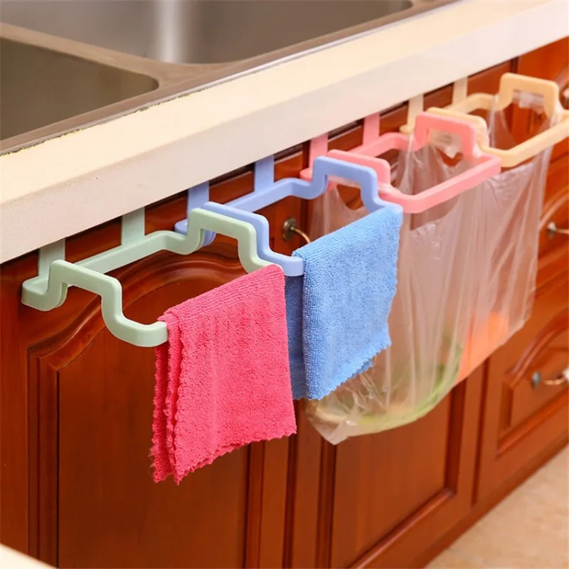 

New Eco-friendly Kitchen Door Back Hanging Style Cabinet Stand Trash Garbage Bags Support Holder