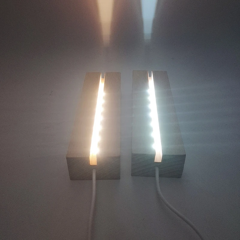 

Resin Art Rectangle LED Lights Display Base Crystal Wooden Lighted Base Stand