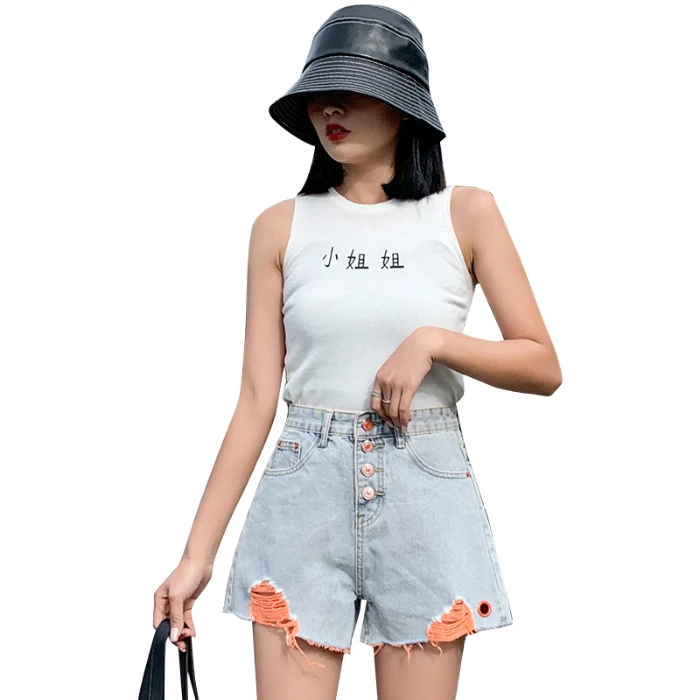 FINEWORDS в стиле ретро оранжевая кнопка высокого шорты с эластичной резинкой на