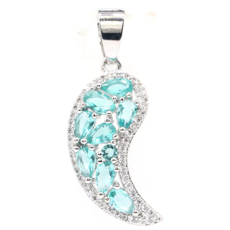 33x13 мм Кулон SheCrown из серебра с ярким голубым аквамарином для дам|silver pendant|925 silver