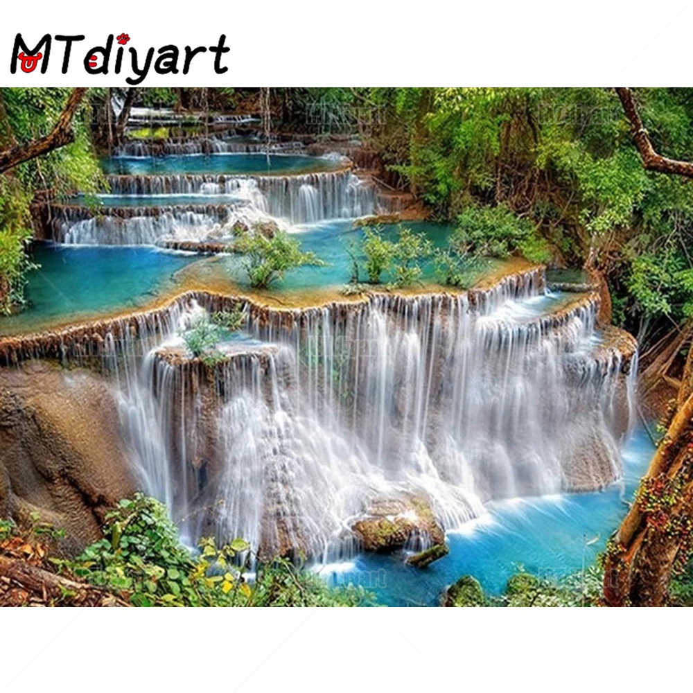 5D Diy Алмазная вышивка крестиком на рисунке &quotживописные Водопад&quot Кит камни в