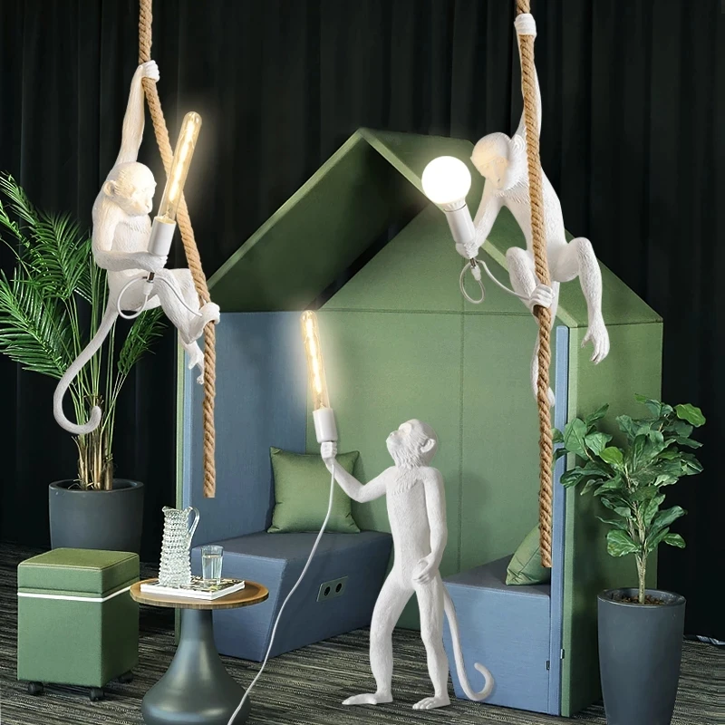 

Минималистичная Подвесная лампа в виде обезьяны, светодиодный декоративный светильник для гостиной, спальни, прикроватное комнатное освещ...