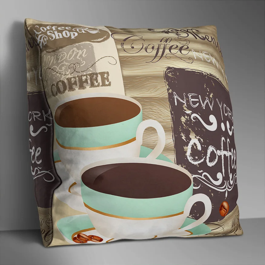 

Cute Coffee Double Side Print Cushion Cover Polyester Decorative for Sofa Seat Soft Throw Pillow Case Cover 45x45cm Home Decor