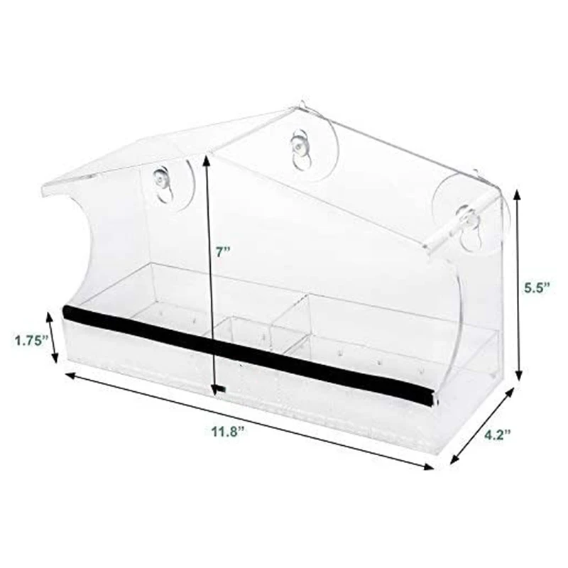 Оконная кормушка для птиц антибелка сверхмощная присоска крюк сливное отверстие