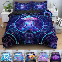 3d duvet cover psychedelic mushroom bedding set double 210x210 23pcs quilt cover with zipper closure king size comforter cover