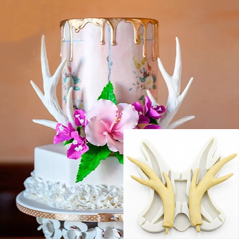 

Big Deer Antlers Lace Resin Silicone Mold DIY Cake Chocolate Mousse Dessert Pastry Fondant Moulds Kitchen Baking Decoration Tool