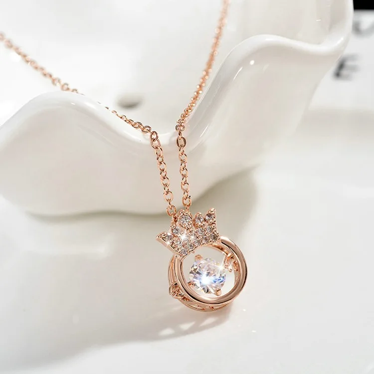 Новинка 2021 американская Смарт розовая Золотая игла хрустальное ожерелье из