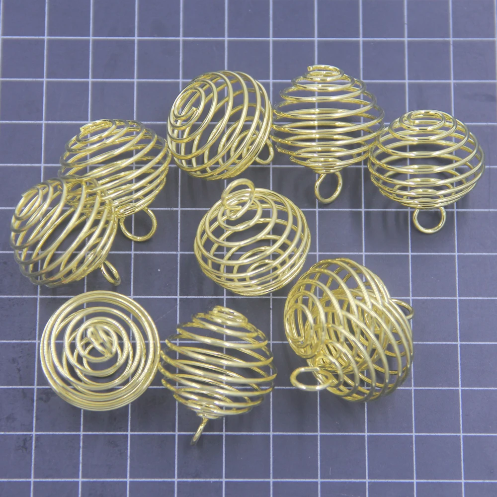 50 шт. спиральные бусины золотого цвета кулоны клетки для самостоятельного