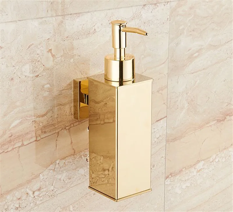 Liquid Soap Dispenser Hand Kitchen Sink Soap Container 304 Stainless Steel Gold Bathroom Shampoo Holder Wall Mounted Bottle