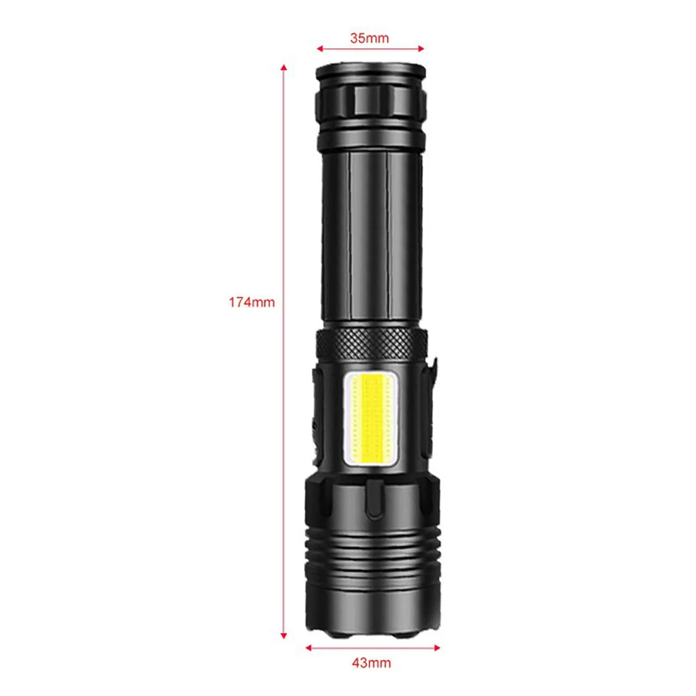 

XHP70 LED Flashlight Aluminum Alloy USB Rechargeable High Power Torch Waterproof Flash Light with USB Cable