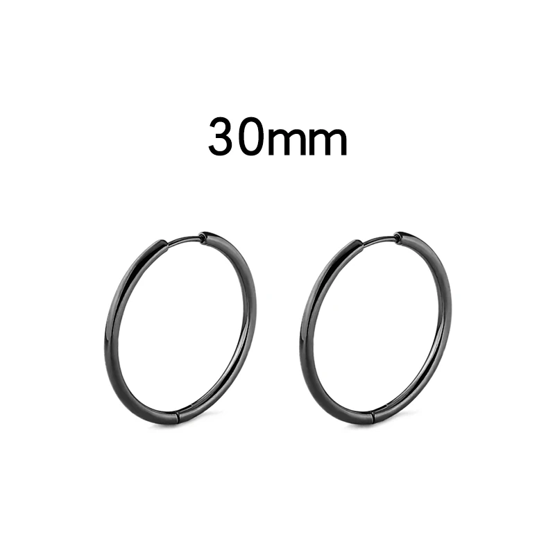 020208 Black 30mm Innopes трендовая унисекс круглая Ушная серьга с пряжкой черная панк винтажная титановая сталь мужские и женские ювелирные изделия - Окраска металла: 020208 Black 30mm
