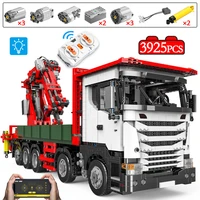 3925pcs city engineering technical rc large lifting truck car building blocks remote control crane vehicle bricks toys for kids