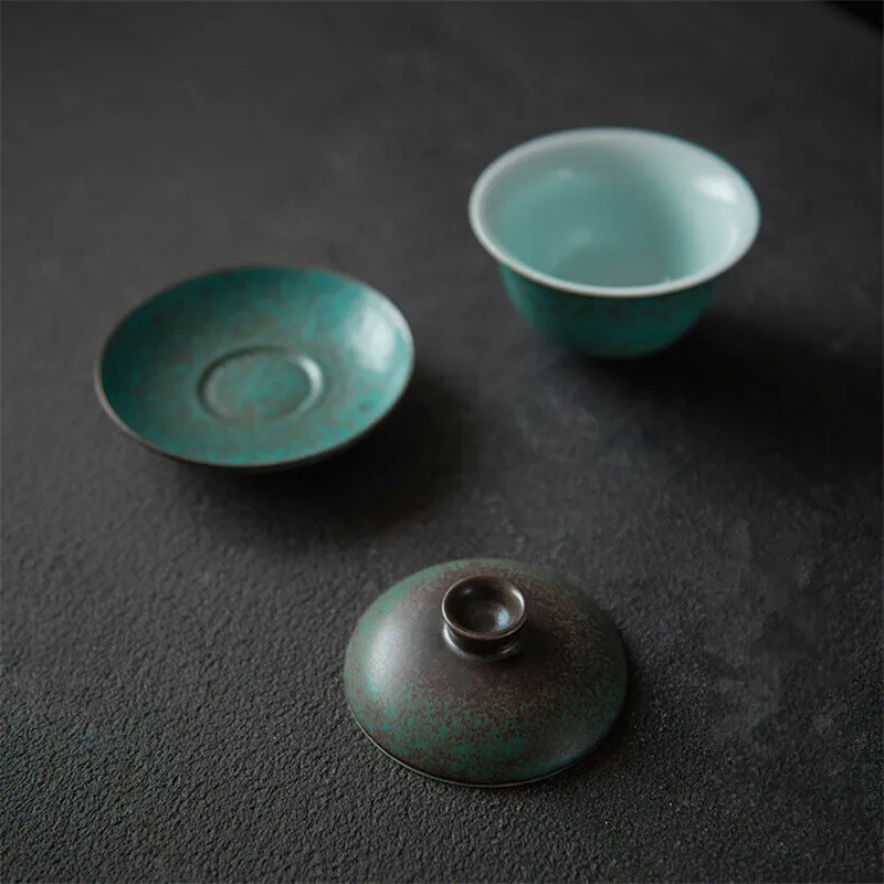 Античный стиль Китай цзяньшуй ремесло керамика gaiwan ручной работы супница чашка блюдце крышка дропшиппинг