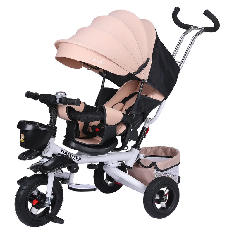 1-6 Years Old Baby Stroller Push-ride Dual-use Can Sit, Lie Down and Foldable Three-wheeled Baby Stroller