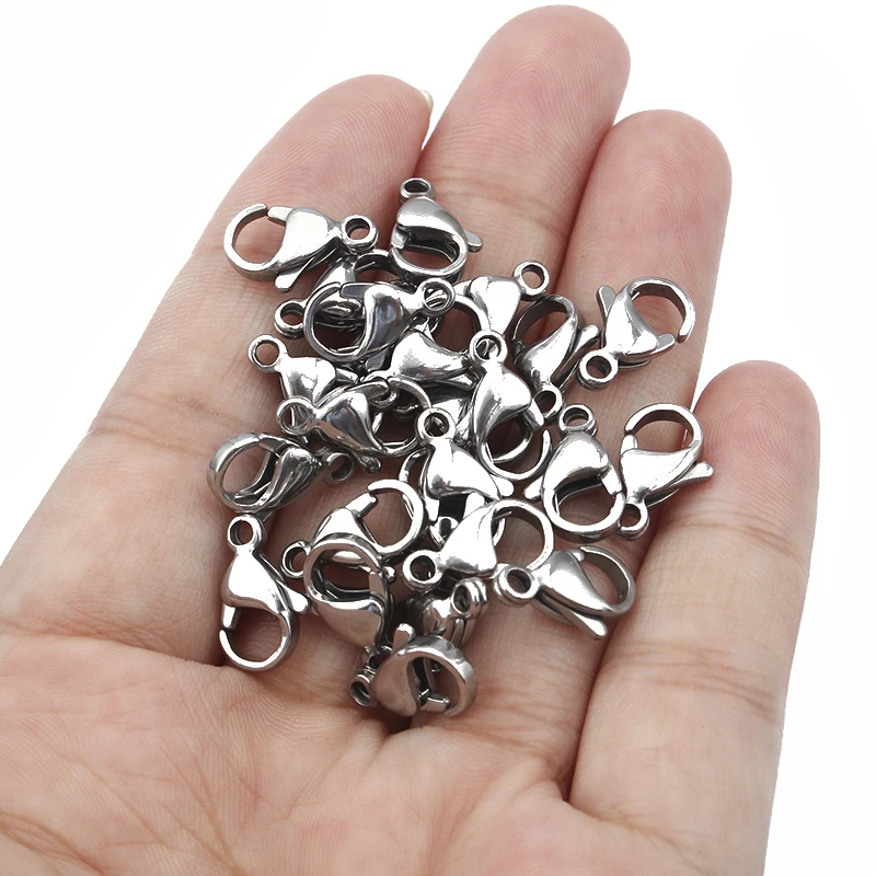 

30pcs Stainless Steel Lobster Clasps Hooks Connectors For Necklace Bracelet Chain Handmade Jewelry Findings Accessories 13x8m