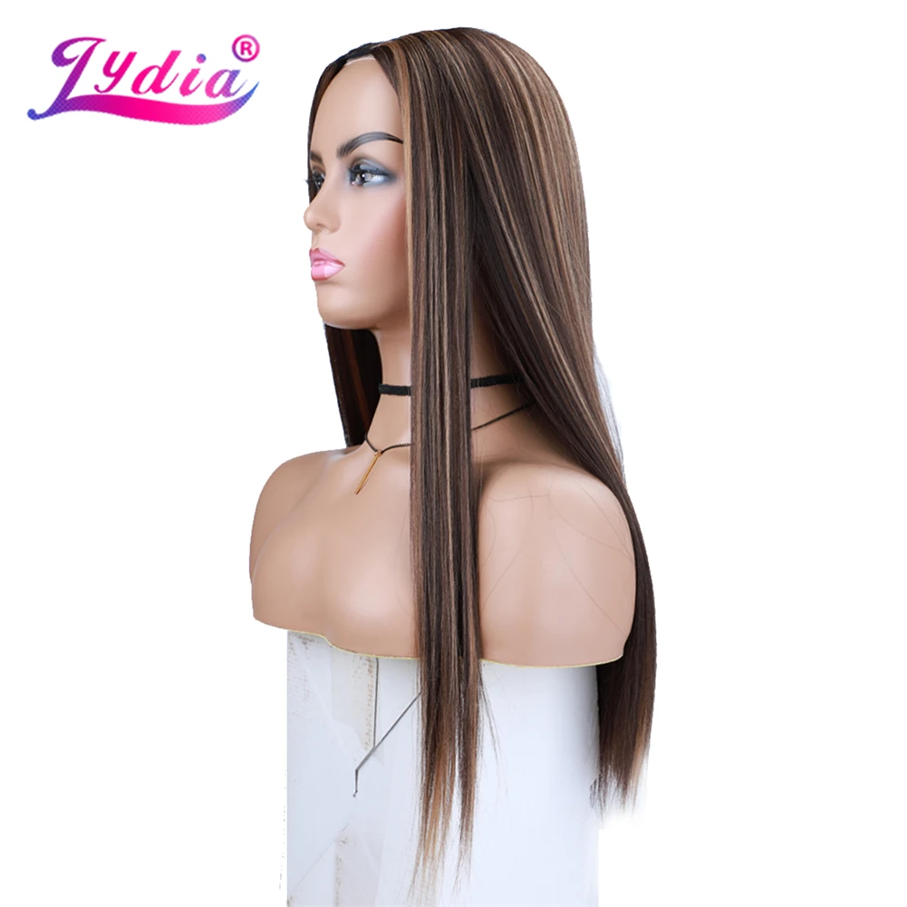 Lydia Long Silky Straight U Part Natural Piano 1B/27 Color Hair Wigs Heat Resistant Synthetic 20Inch For Women  Ladies  Daily