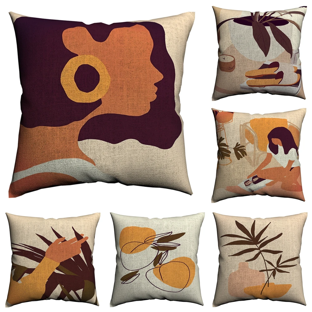 Наволочка для подушки с абстрактными фруктами и растениями 45x45 см | Дом сад