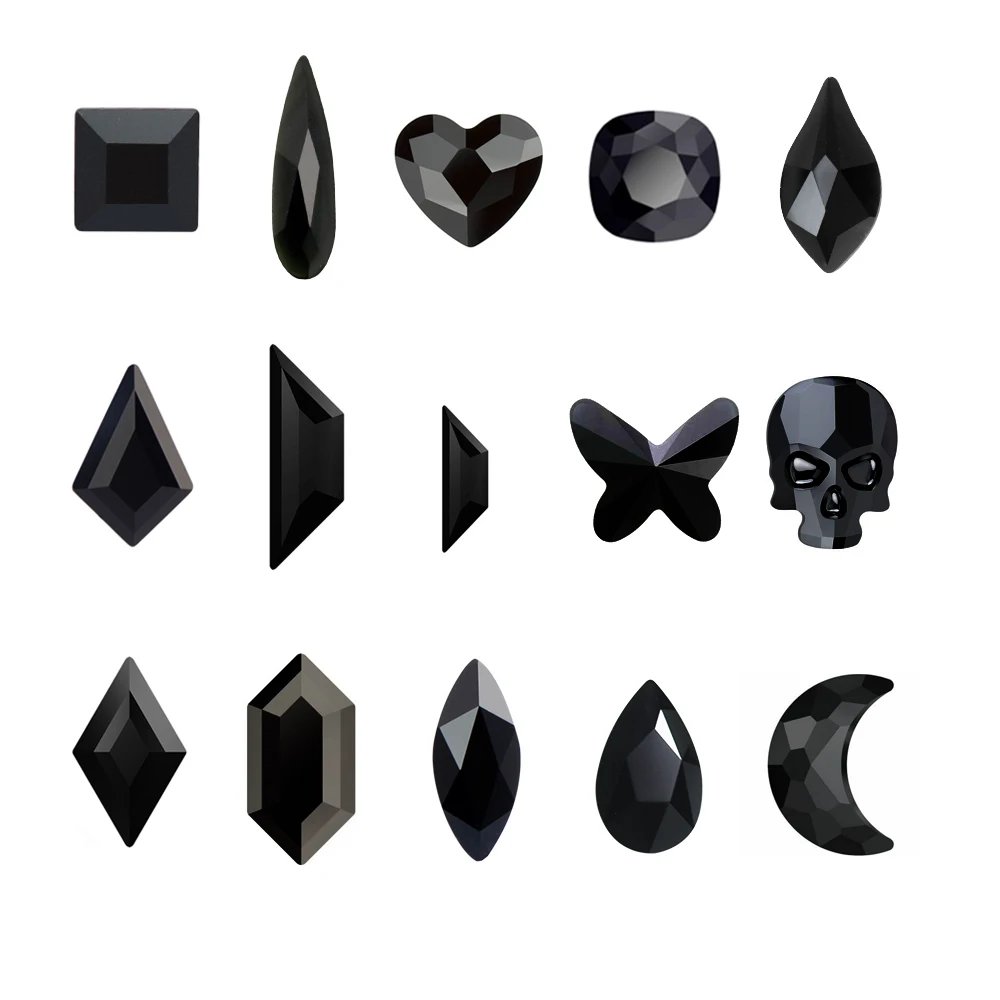 

YanRuo Super Glitter Crystal Nail Art Rhinestones Mix Shapes Flatback Jet Non Hot Fix Rhinestones Glue On Nail Art Decorations