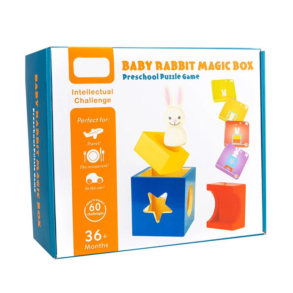 

Wooden Magic Box Rabbit Animal Geometric Building Blocks Desktop Game Kids Toy Intelligence Developmental Toys gift for children