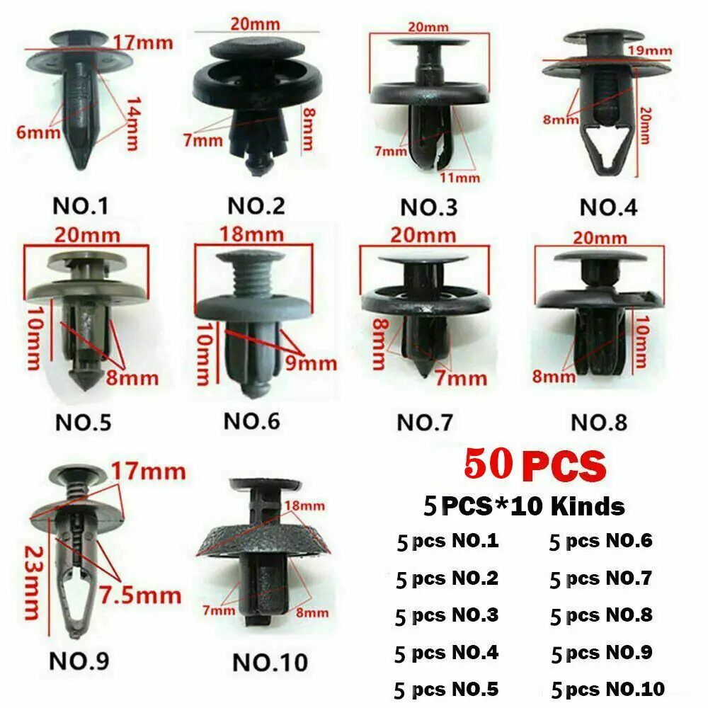 

50 шт. 10 видов автомобильный Гибридный фиксатор для листовой пластины корпуса внутренней деревни потолка бампера багажника винт пластиковы...