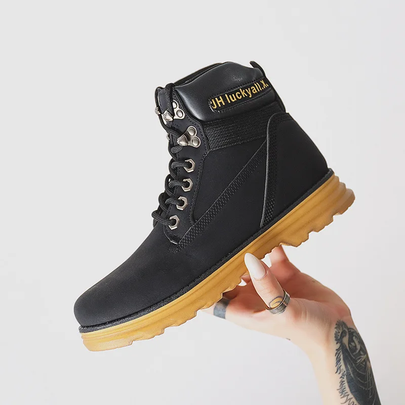 

2020 British Style Women's Martin Boots Ankle Thick-Soled Leather Winter Boots Casual Women's Fashion Lace-Up Non-slid Boots New